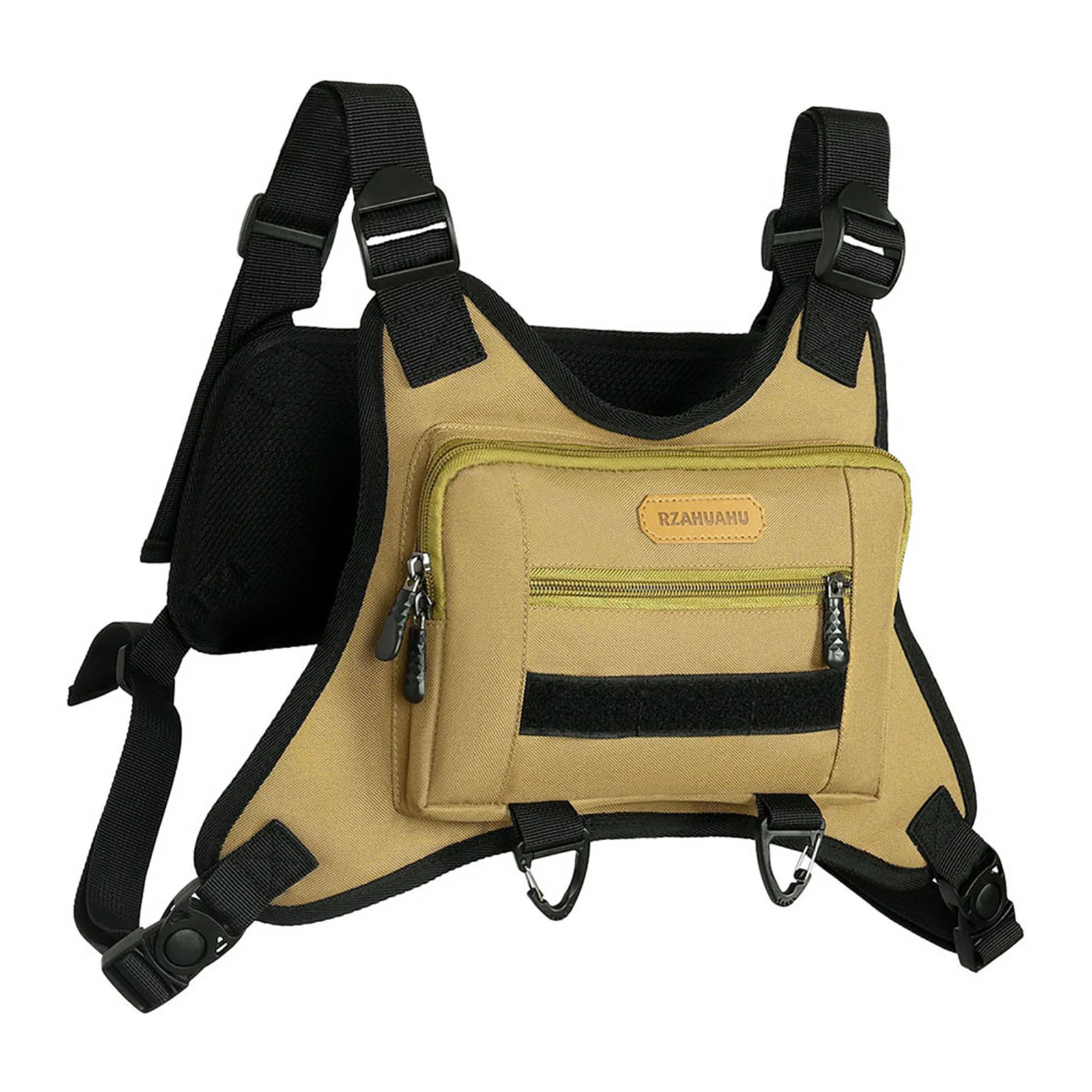 Bolso de pecho ligero para exteriores, mochila de entrenamiento con múltiples bolsillos, chaleco frontal con correas ajustables para correr y ciclismo