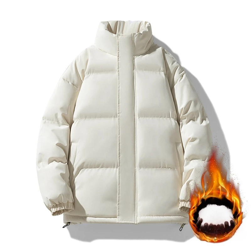 

Winter Couple Stand-up Collar Outdoor Cotton-padded Coat Men Women Thick Warm Solid Color Trendy Coats Large-sized Bread Jackets