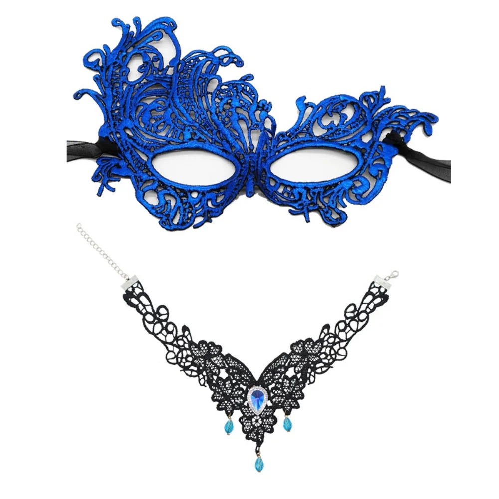 Couple Masks Set  Party Mask Necklace Brooch Set Venetian Carnival Masks High-Quality Masquerade Mask Set For Special