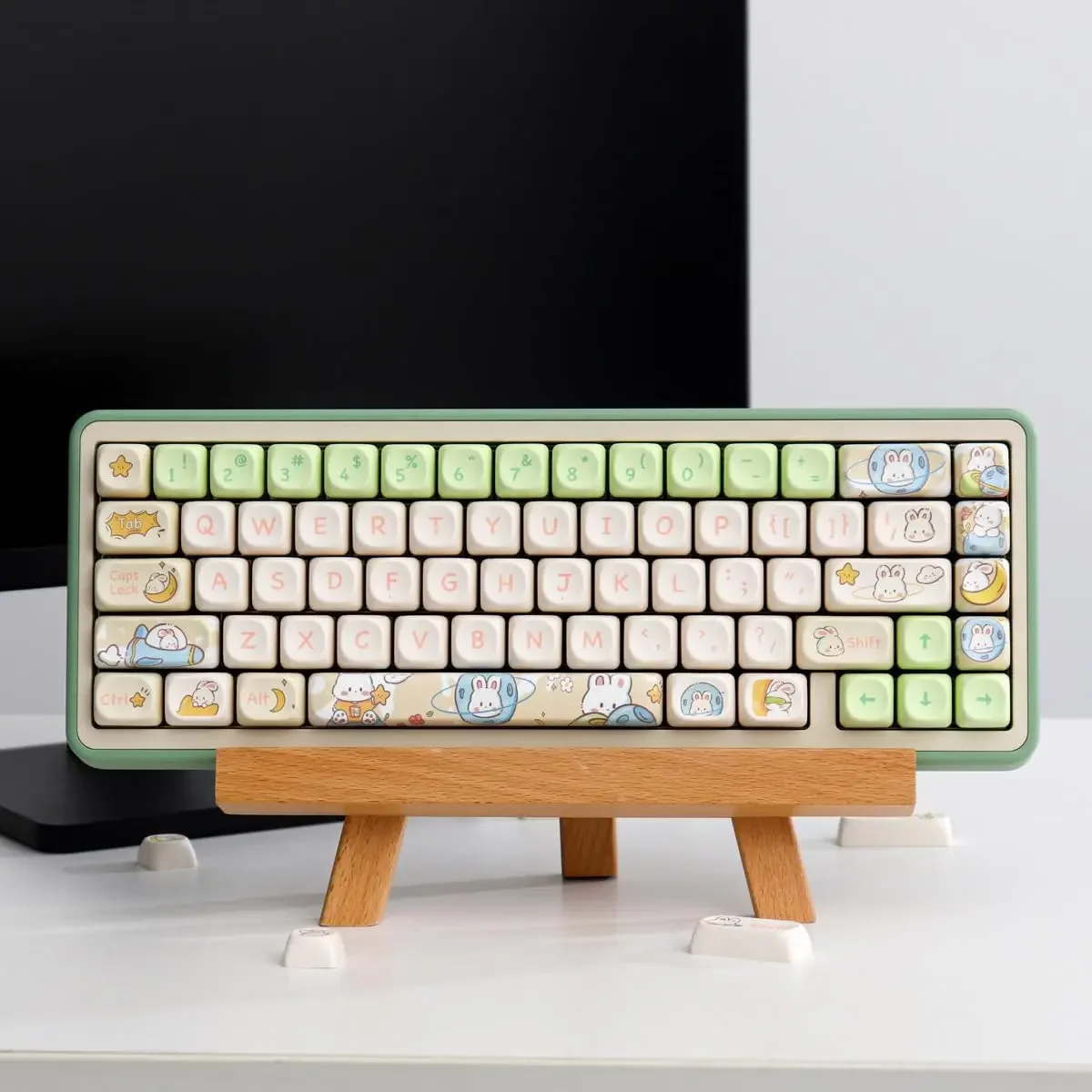 Ensemble de touches de clavier Moon Rabbit, profil MOA, mignon, 144 prédire, PBT, sublimation personnalisée, ISO ANSI, 60%, 65%, 70%