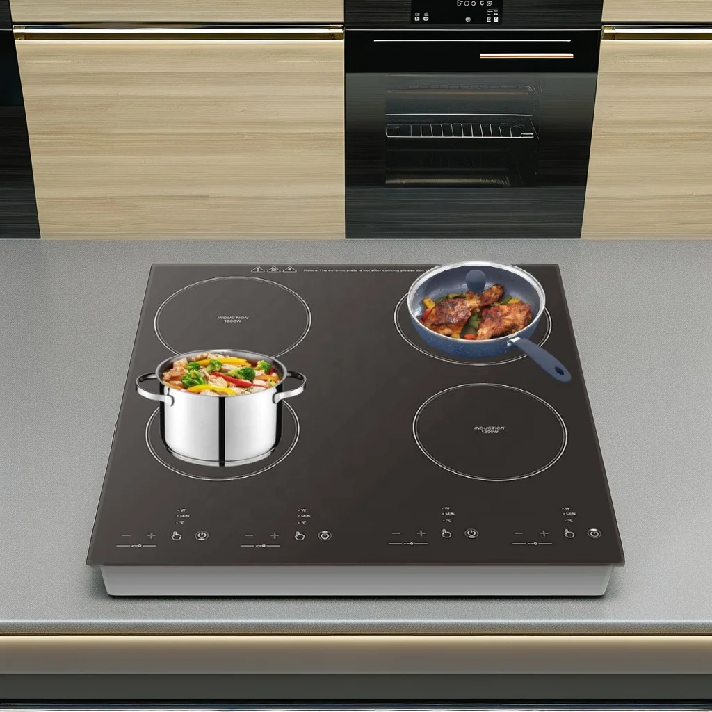 Cocina de Inducción, de Alta Potencia, de Acero Inoxidable, con 4 Quemadores, Placa de Cocción para Cocina, Precio de Fábrica, Duradera, para Hogar, Hotel y Cocina Industrial
