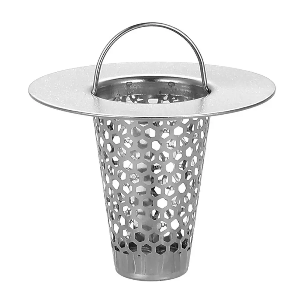 Stainless Steel Sink Strainer With Handle Anti Clog Mesh Trap Hair Clean Up Floor Drain Drain Filter