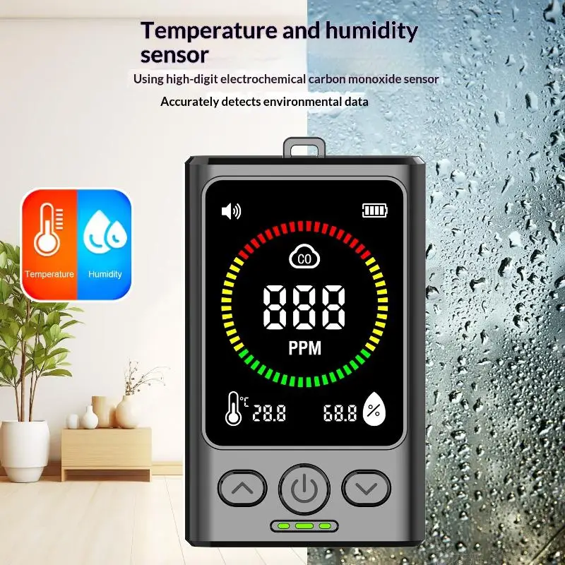 

Усовершенствованное устройство обнаружения угарного газа 3-в-1; Портативное и идеальное для дома, гаражей, офисов.