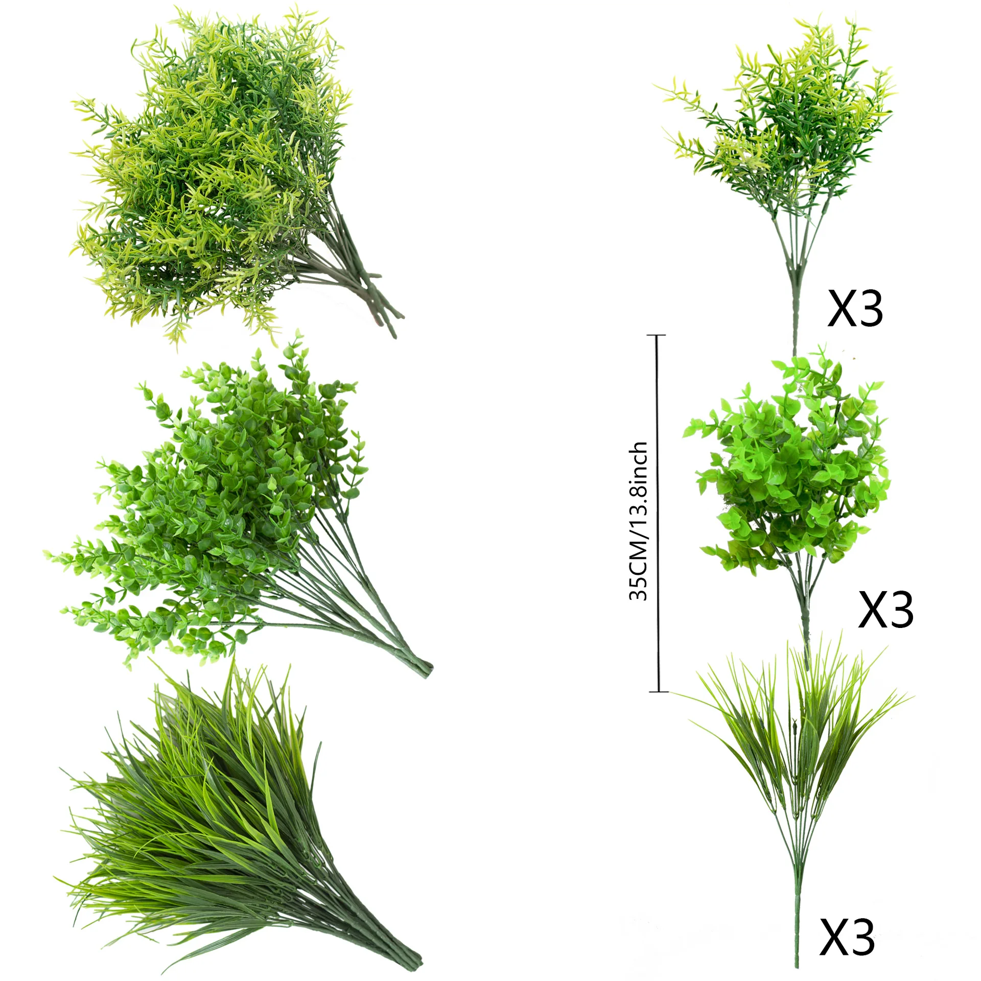 

Hot-selling Combination Artificial Fake Flower Simulation Eucalyptus Green Plant Interior Decoration Small Spring Grass