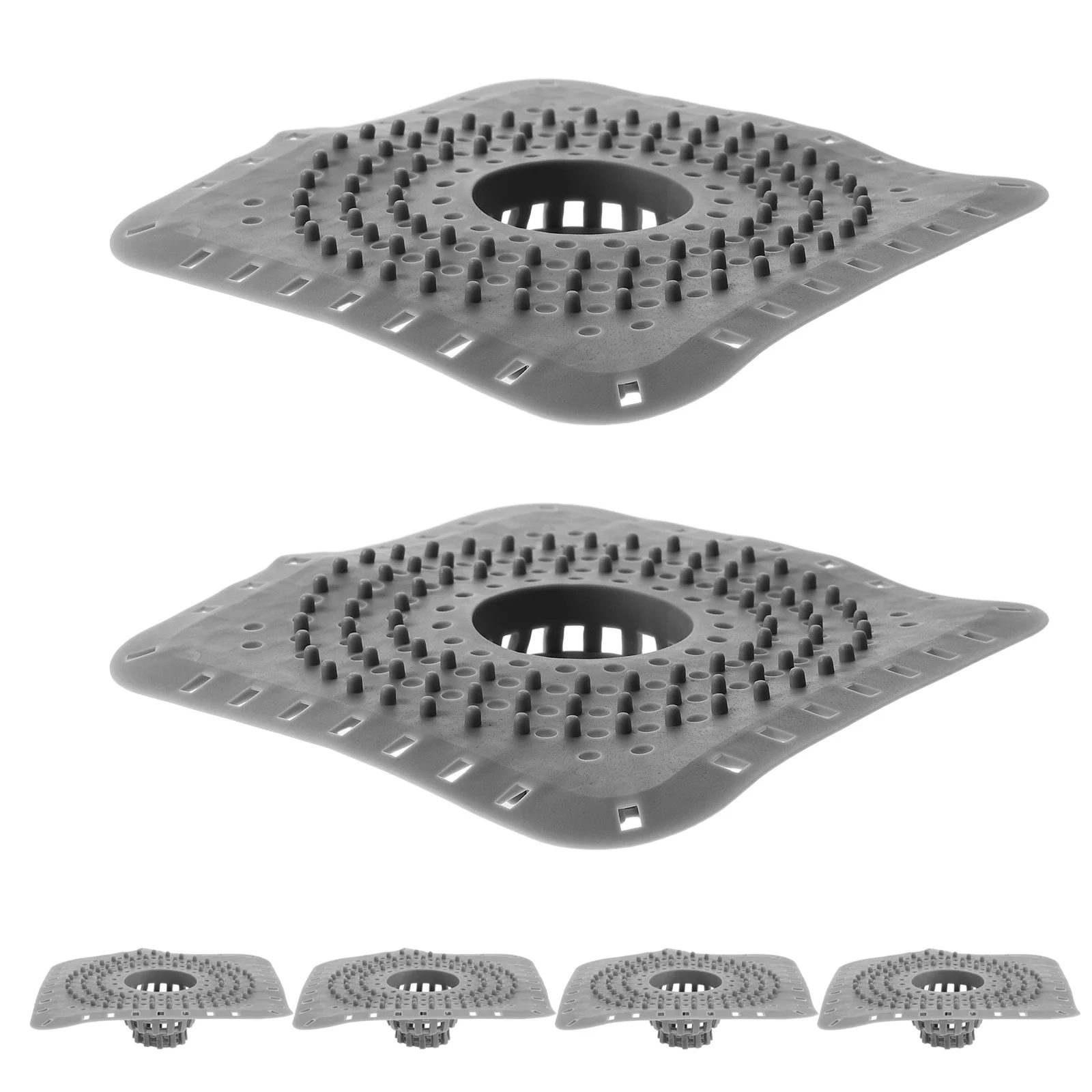 

6pcs Bathroom Hair Catcher Universal Silicone Floor Drain Cover Fine Mesh Tub Hair Trap Anti-Clog Shower Strainer Reusable