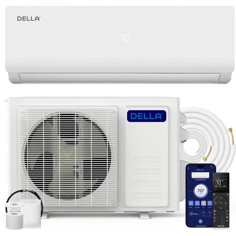 

Мини-сплит-кондиционер DELLA Vario Series 12000 BTU работает с катушками Alexa 19 SEER2 до 550 кв. футов Энергоэффективный безканальный кондиционер