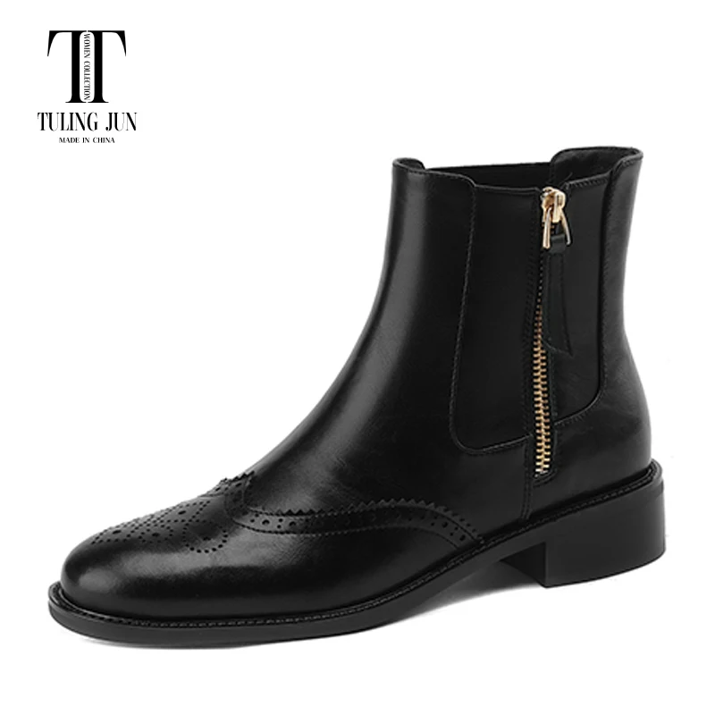 TULING JUN 2023 New Autumn And Winter Women's Boot Chelsea Booties Soft Comfortable Simplicity Medium Heel Shoes For Women L