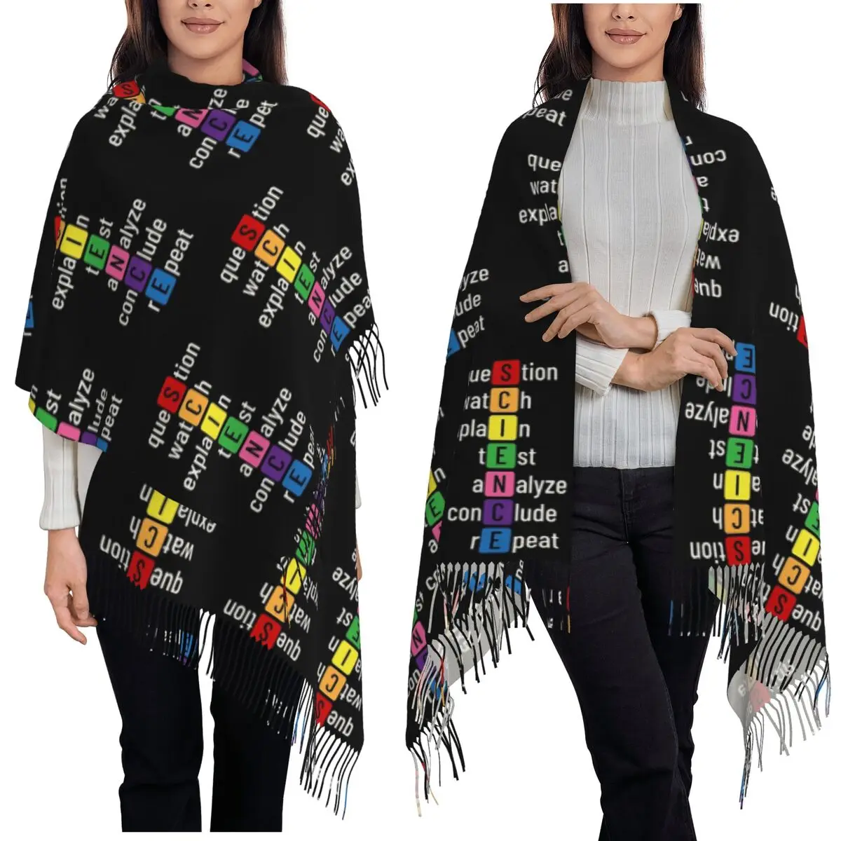 

Mazing Science Physics Biology Chemistry Laboratory Technology Scarf Tassel Scarves Women Shawls and Wraps Long Shawl Wrap