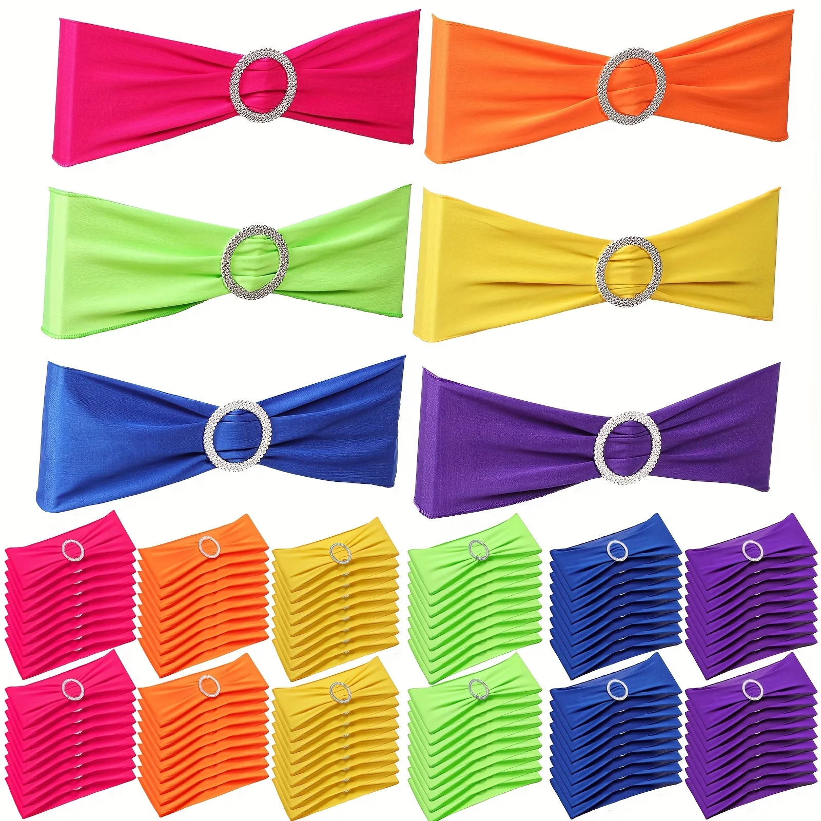 

120pcs Mexican Theme Stretch Chair Sashes Dining Spandex Chair Sashes Bands with Buckle for Wedding Event Fiesta Party Favor Cer