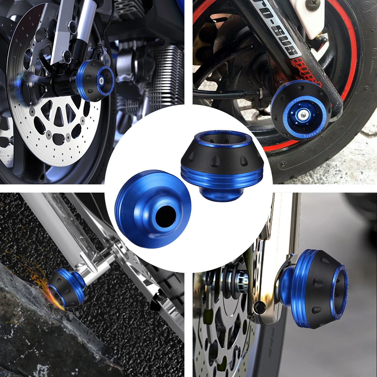 

2 Pcs Racing Accessory for Wheel Protection Motorcycle Accessories Blue Rubber Modification