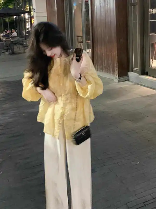 레트로 엘리 고급 자수 자외선 차단 여성 여름 독특하고 아름다운 슬림핏 아우터웨어 탑