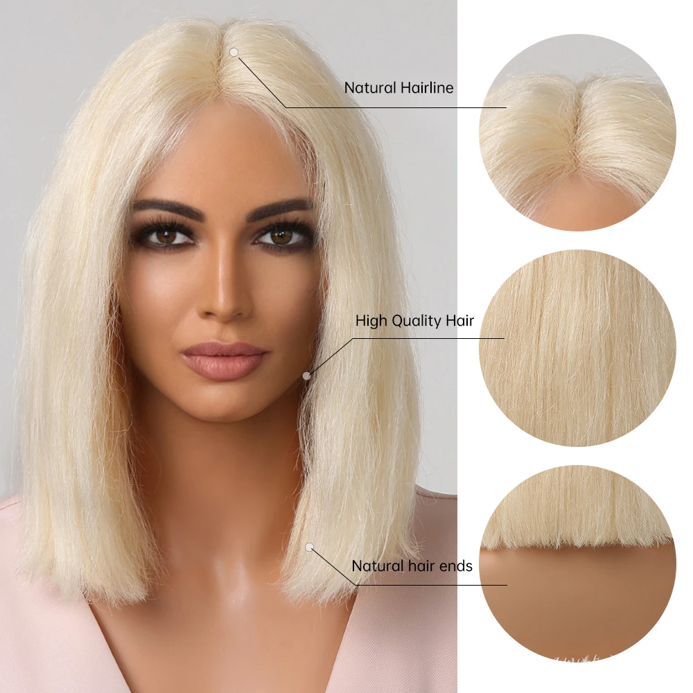 Bob Wig Lace Front Human Hair Wigs 613 Blonde Colored Remy Human Hair Short Straight Closure T Part Lace Frontal Wig for Women