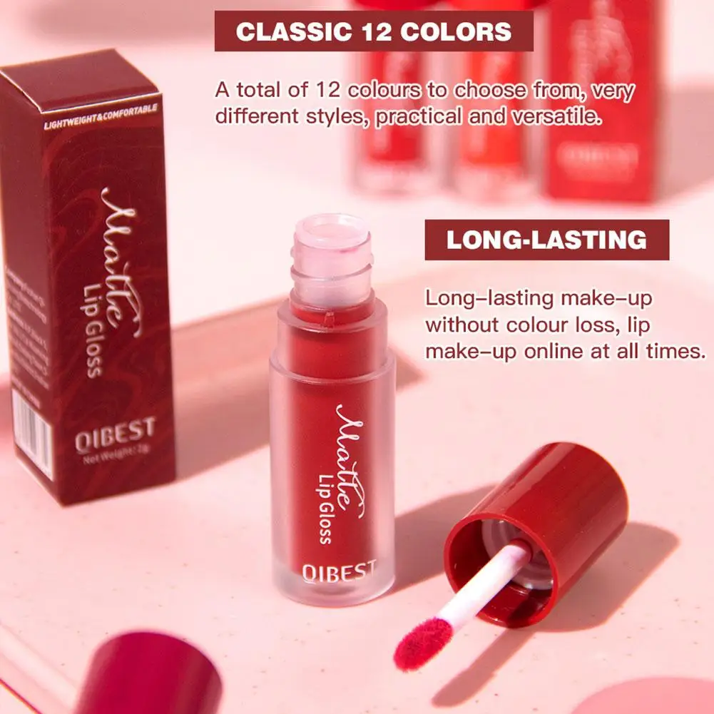 12 Colors Lip Gloss Waterproof Lasting Matte Liquid Cosmetics Glaze Lip new Woman Makeup Lips Non-stick Lipstick Y8D1