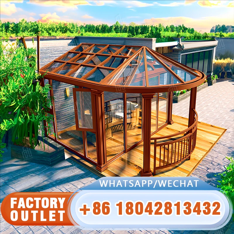 Alucasa Custom 10X12 12 X 20 Free Standing Low-E Glass House 4 Season Solarium Veranda Aluminum Sunrooms