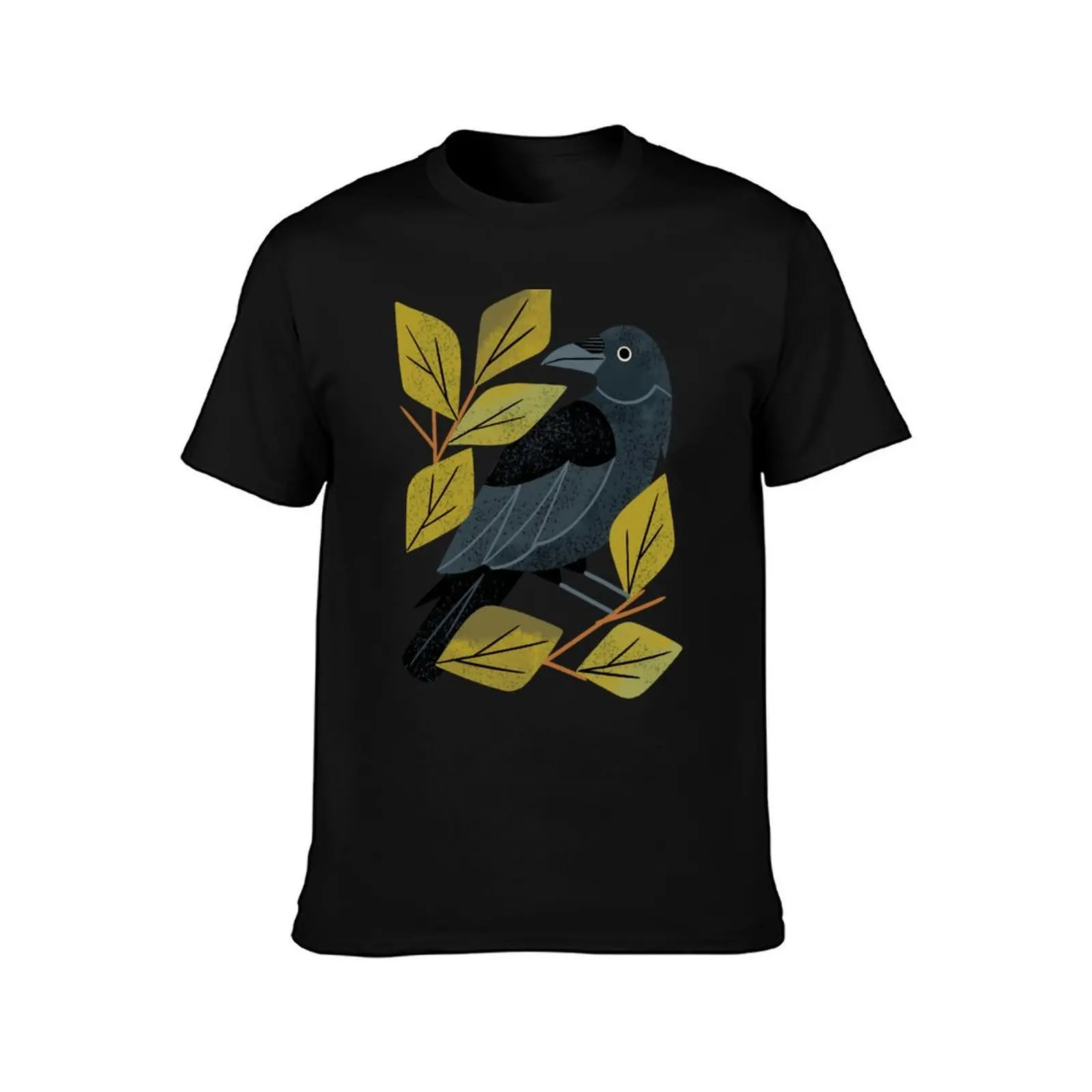 Perching Raven T-Shirt Basic Breathable Solid Color T-Shirt