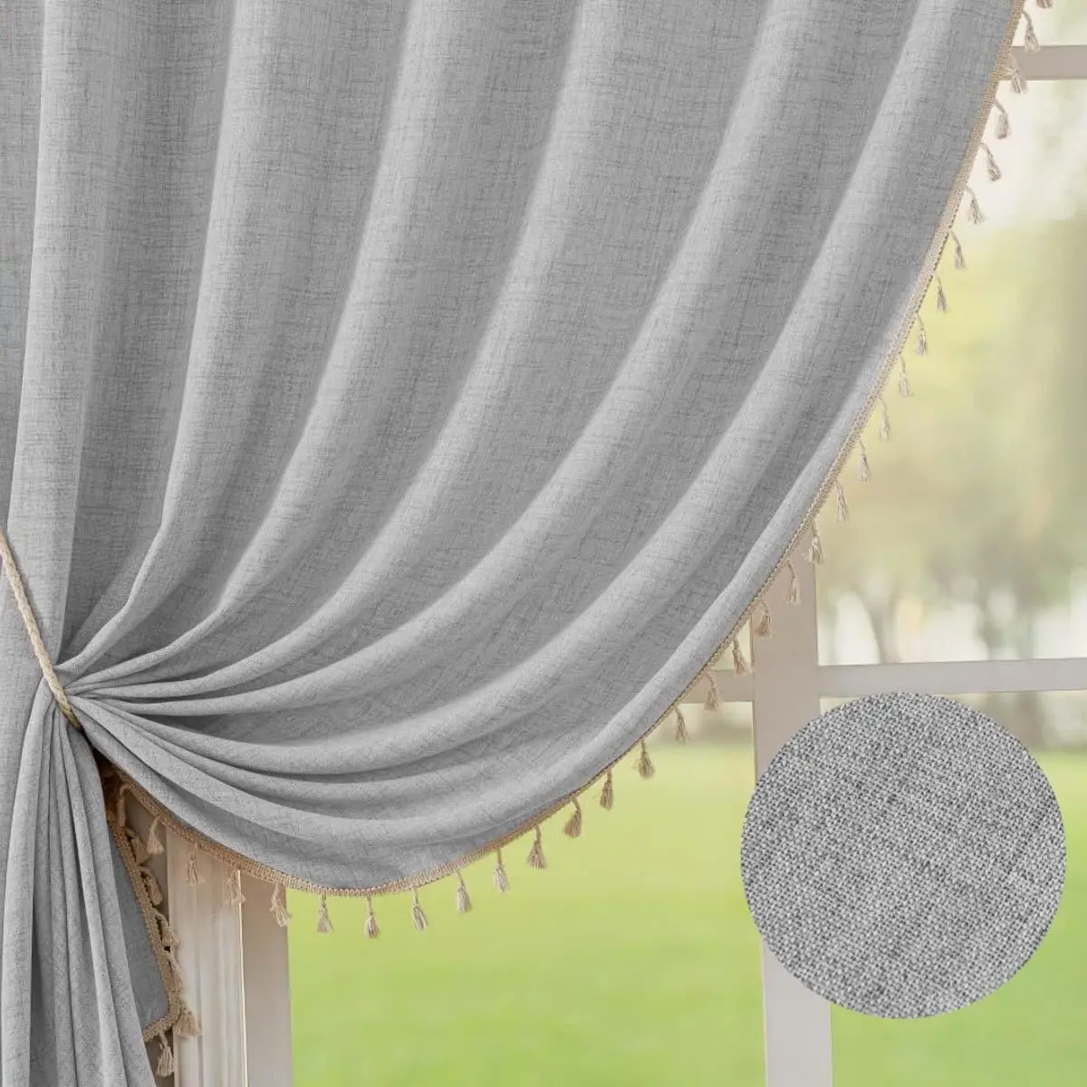 

Extra Long Semi Sheer Curtains Faux Linen 350CM Length Windows Living Room Bedroom Elegant Sheer Curtain