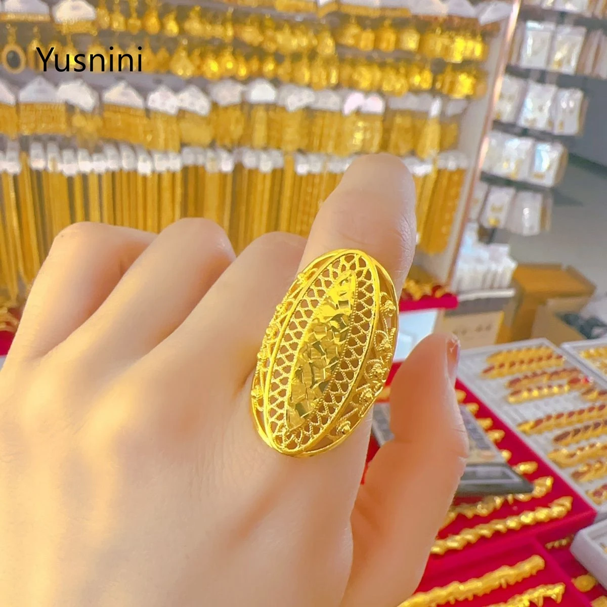 

Dubai Women's 24K Gold Plated Ring Adjustable Ring Wedding Couple Jewelry Gift Ethiopia YY10986