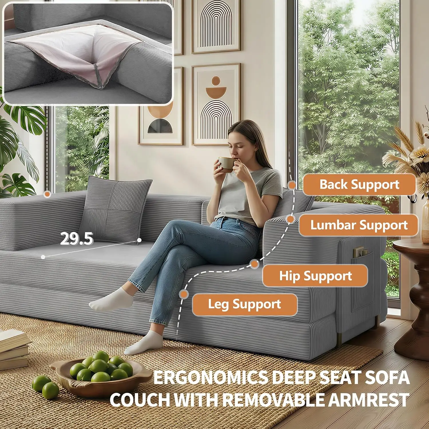 Modern Convertible Sleeper Sofa Bed 4