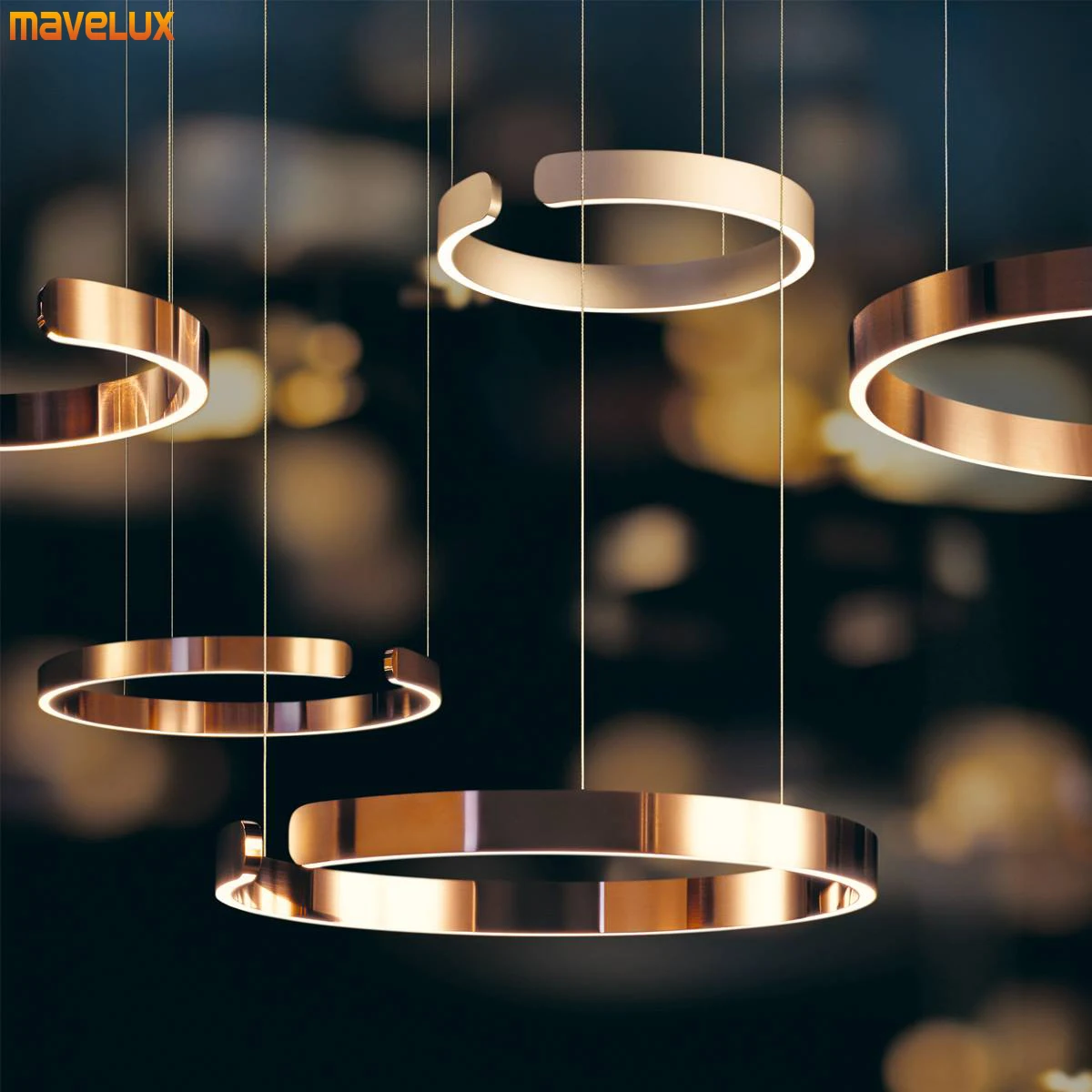 

Nordic Artist Led Chandeliers Rings Pendant Lights Black White For Bedroom Living Room Restaurant Coffee Bar Villa Home Fixtures