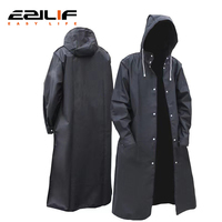 EVA Adult Long Windproof and Waterproof One piece Raincoat with Black Hooded Outdoor Cycling and Hiking Thickened Raincoat