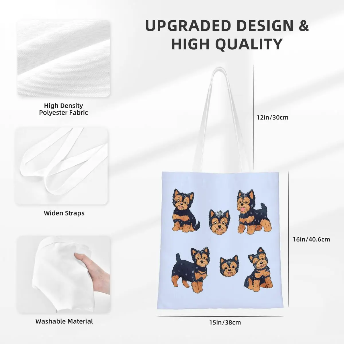 Cute Yorkshire Terrier Dog Shopping Bags Women Canvas The Tote Bag Reusable Girls Shoulder Tote Travel Handbag