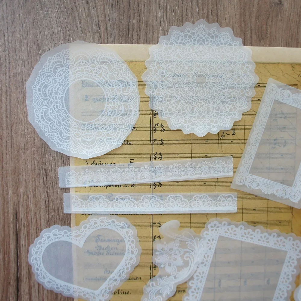 

30pcs White Lace Soft Paper Heart Round Frame Style Creative Craft Paper Background Scrapbooking Decoration DIY Use