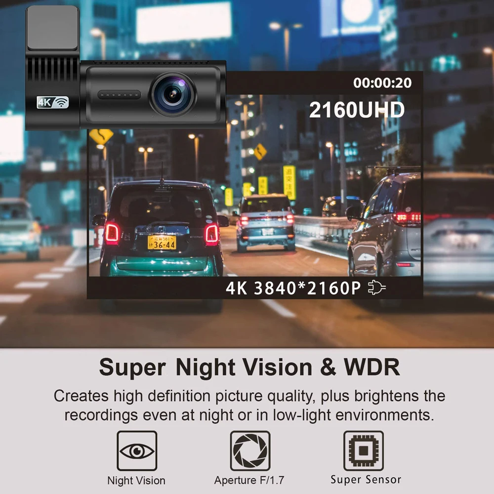 Mini Dash Cam 4K 2160P Car DVR Camera Support WIFI GPS Dual Lens Video Drive Recorder Dashcam Registrar Black Box Night Vision - view 3