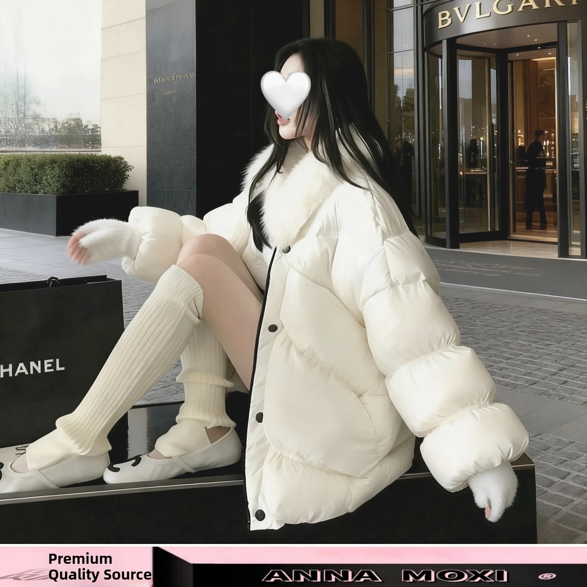 

Chic Detachable Fur Collar Cotton Jacket Women's Style Winter Coat Warm Comfortable Long Sleeve round Neck Single Button