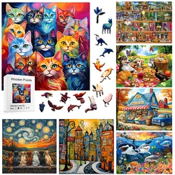 Adults Wooden Animal Puzzle DIY Crafts For Kid Brain Trainer Jigsaw Puzzle Hell Difficulty Family Interactive Game Wooden Puzzle