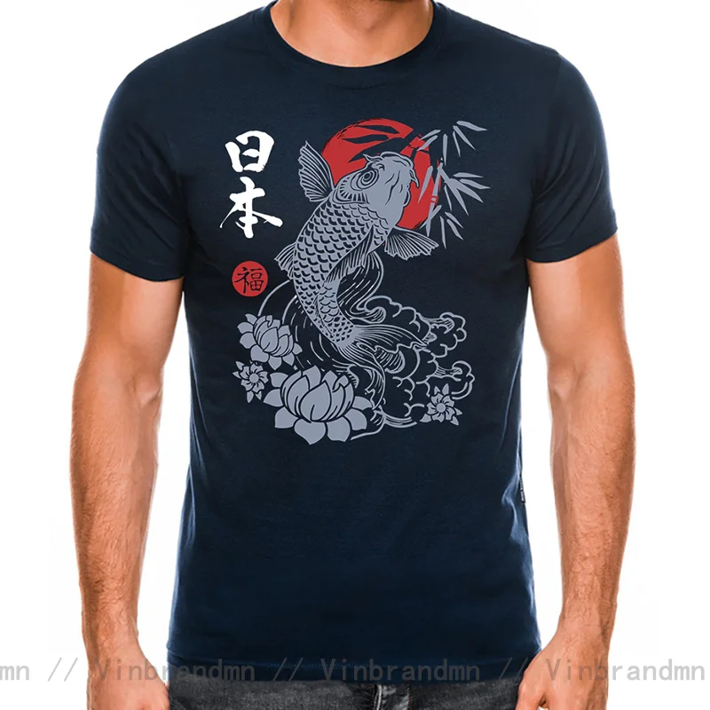 Japanese Good Luck Koi Fish T-Shirt Prosperity Carp Fish T Shirts men Japan Koi Fish T Shirt for male Trendy Fashion Tops TShirt