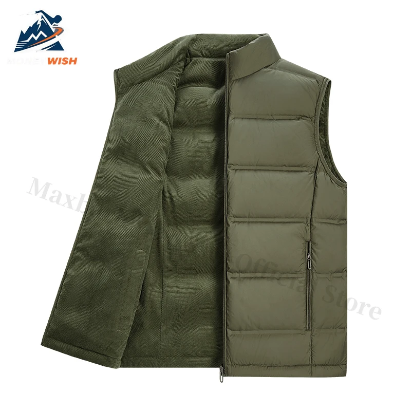 MONEYWISHผู้ชายเสื้อกั๊กผ้าฝ้าย 2025 ใหม่GrapheneหนาPlush Antiเย็นและWARMเสื้อแขนกุดกลางแจ้งสบายๆฤดูหนาวลงเสื้อกั๊ก