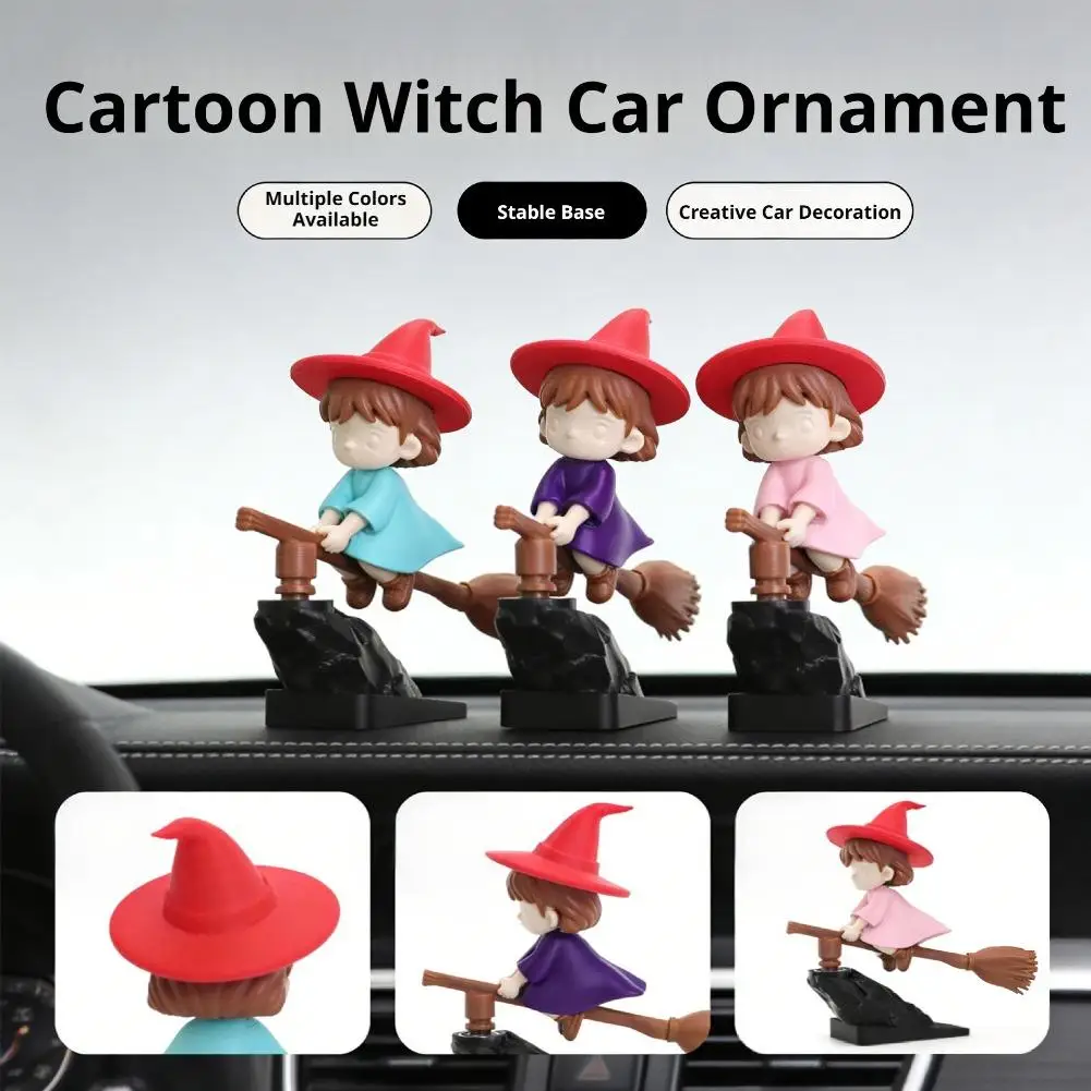 Wizard Broomstick Drift Ornament Fantasy Car Dashboard Decoration Mini Flying Witch Figurine Unique Gift for Car Lovers