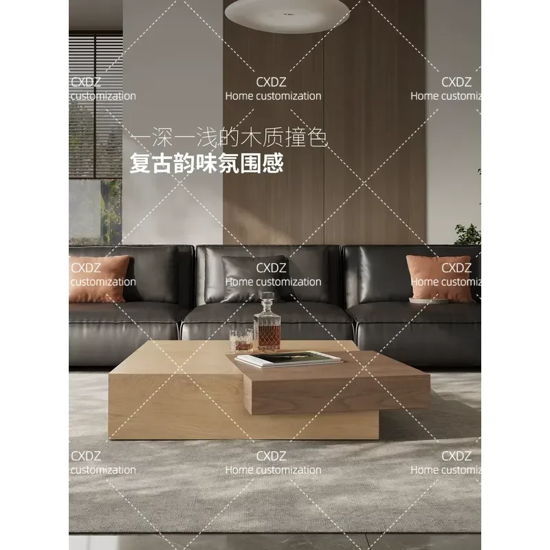 2026 New Wabi Sabi Style Coffee Table Set Solid Wood Artistic Small Living Room Furniture Combination Design for Modern Home