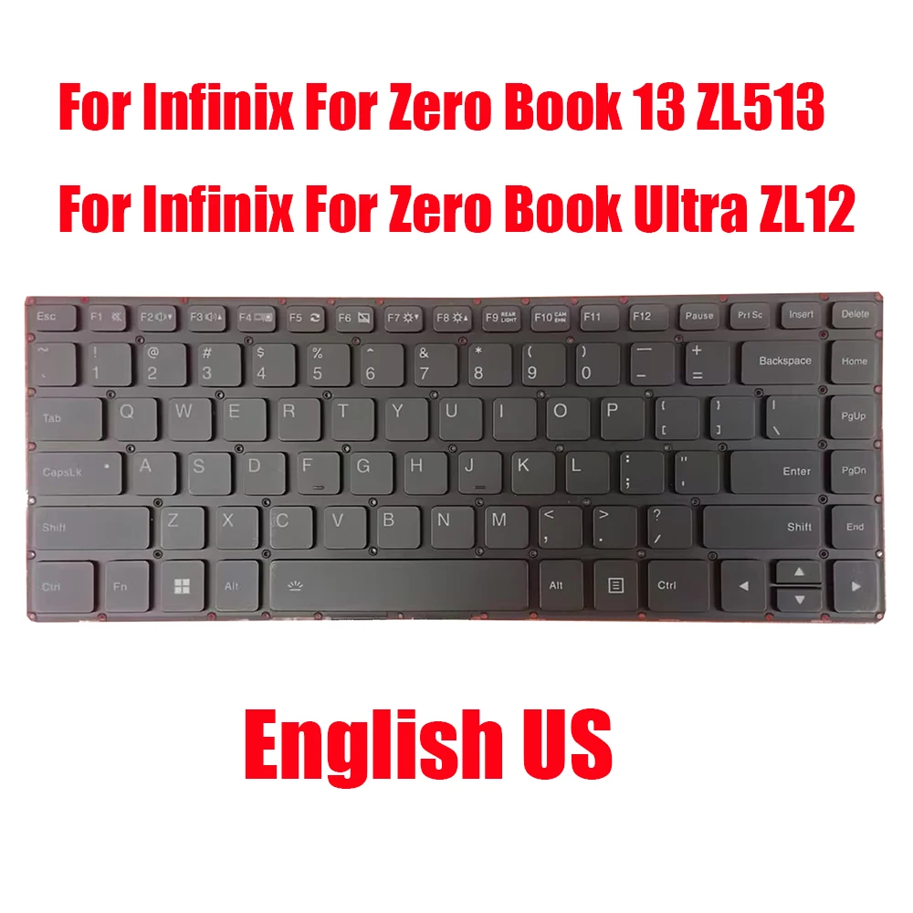

Новая клавиатура для ноутбука Infinix Zero Book 13 ZL513 / Zero Book Ultra ZL12, английская раскладка (США), черная, с подсветкой