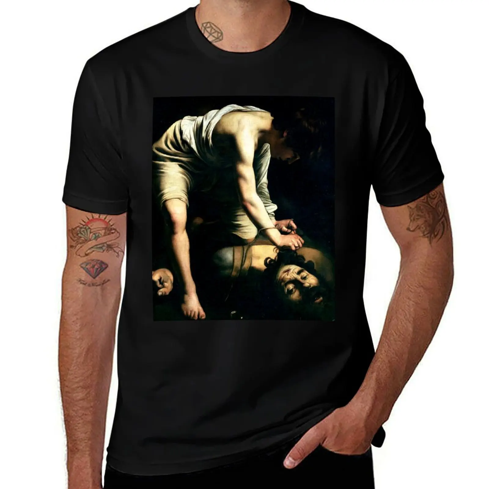 High Res Caravaggio David And Goliath 1600 T-Shirt tees plain blacks plus sizes t shirts for men graphic