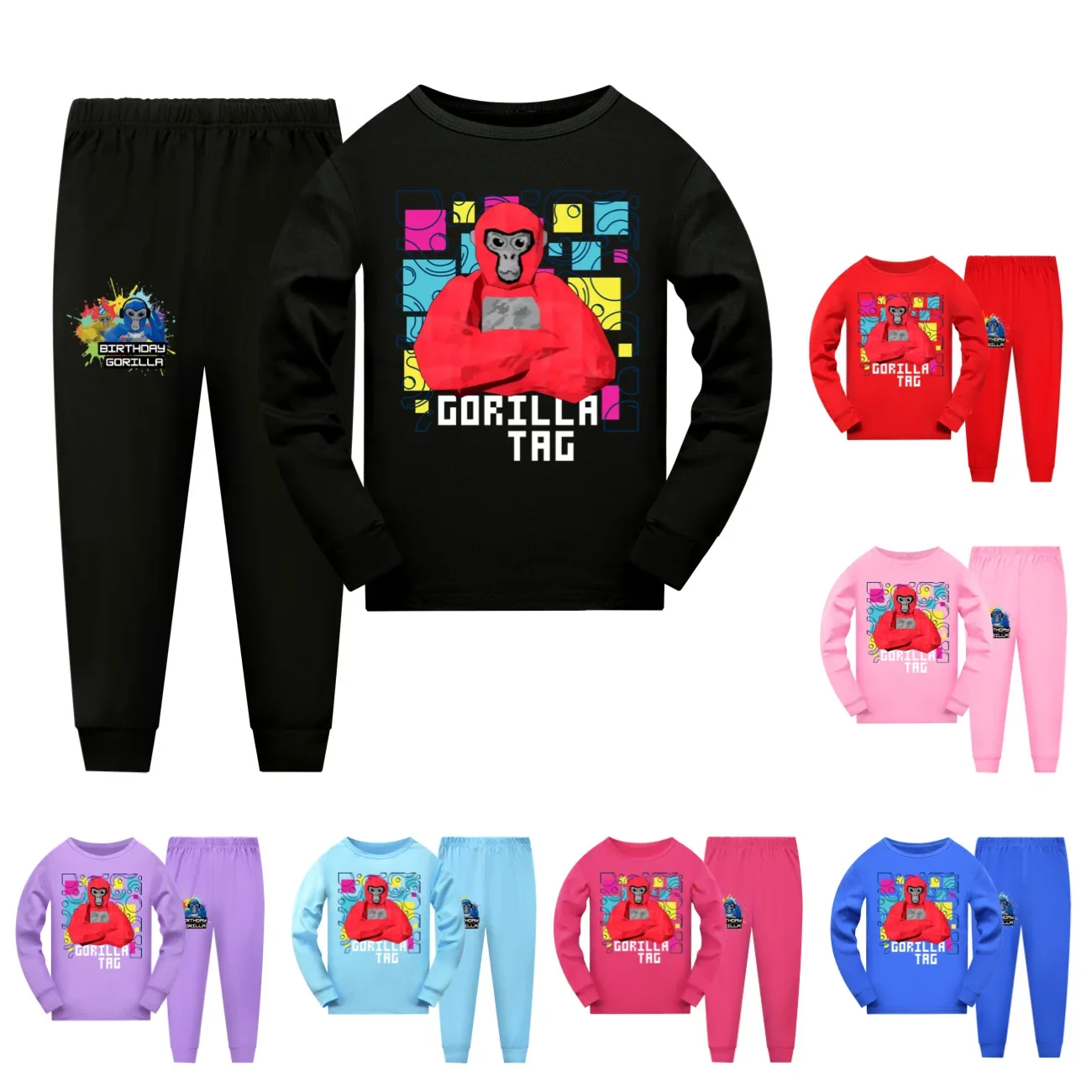 

Newest Gorilla Tag Monke Clothes Kids Cartoon Pajama Sets Toddler Girls Long Sleeve Top Pants 2pcs Piyamas Boys Casual Sleepwear