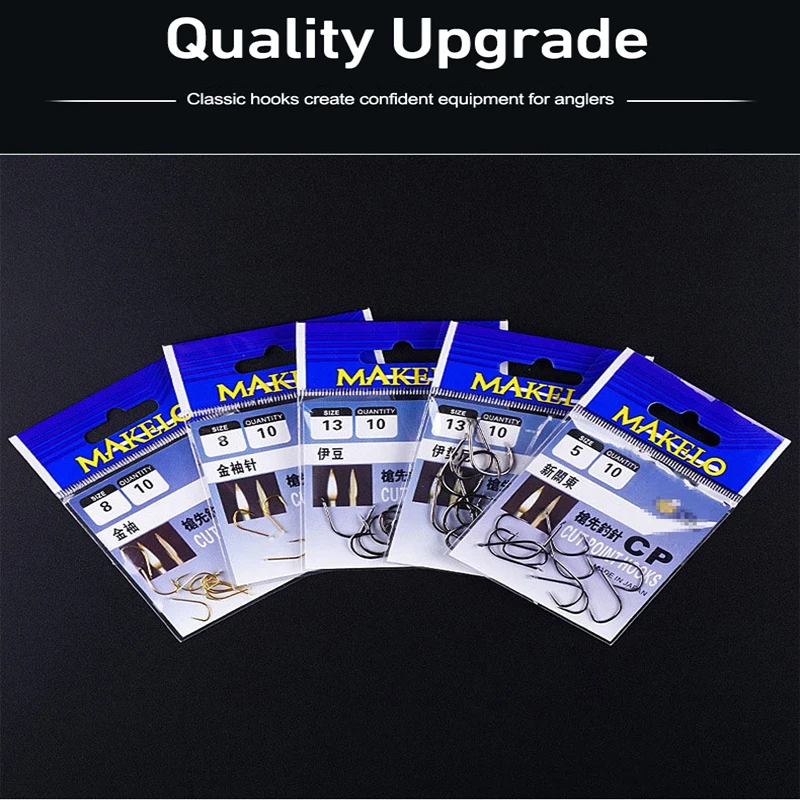 خطافات صيد عالية الكربون من الفولاذ المقاوم للصدأ ، إكسسوارات صيد سمك الشبوط ، طلاء شائك ، معالجة بحرية ، 10-