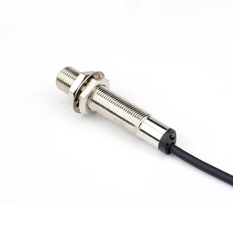 M12 Laser Diffuse Photoelectric Sensor Visible Red Light Photoelectric Switch NPN PNP Object Detection Sensor with Mount Bracket