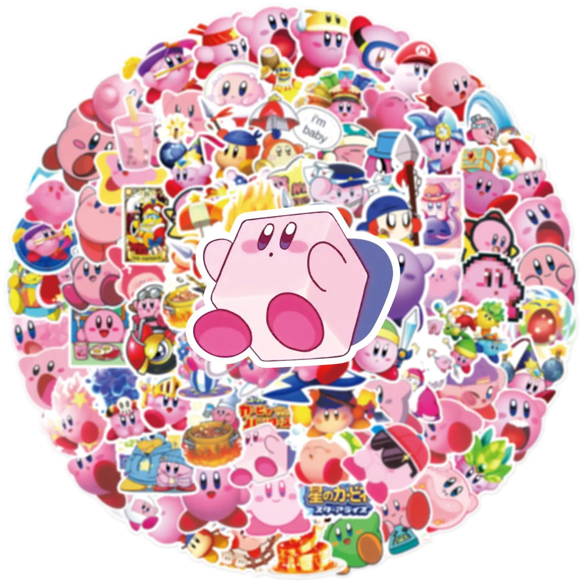 100Pcs/Set Game Kirby Stickers Kawaii Decals Classic Toy DIY Phone Luggage Guitar Car Cartoon Graffiti Sticker Kids Gift