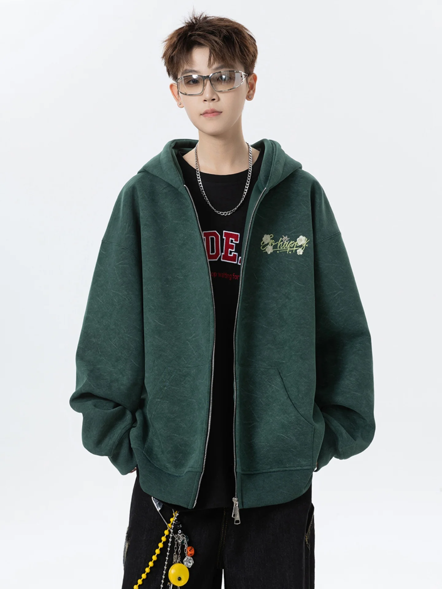 

Мужская толстовка-кардиган в стиле ретро с двойной молнией, осенняя молодежная спортивная кофта из смесового хлопка и полиэстера