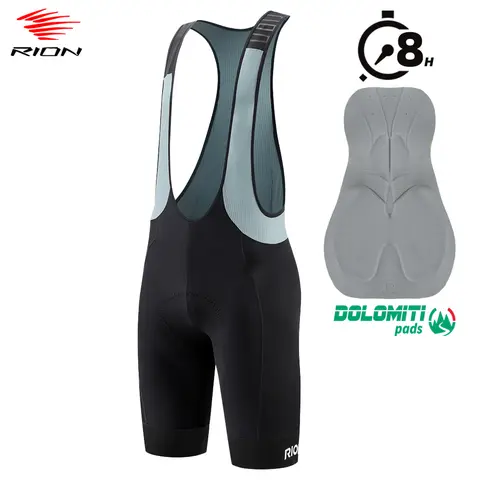 RION Men's Cycling Bib Shorts Mountain Bike MTB Padded Tights Bicycle Clothes Riding Bibs Dolomiti 8H Long Distance Breathable