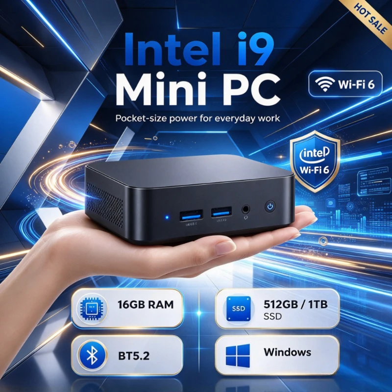 Mini PC Intel Core i9 8950HK 16GB RAM 1TB 2TB SSD PC Gamer Computer Dual WIFI BT5.2 4K HD Mini Gaming Pc Desktop