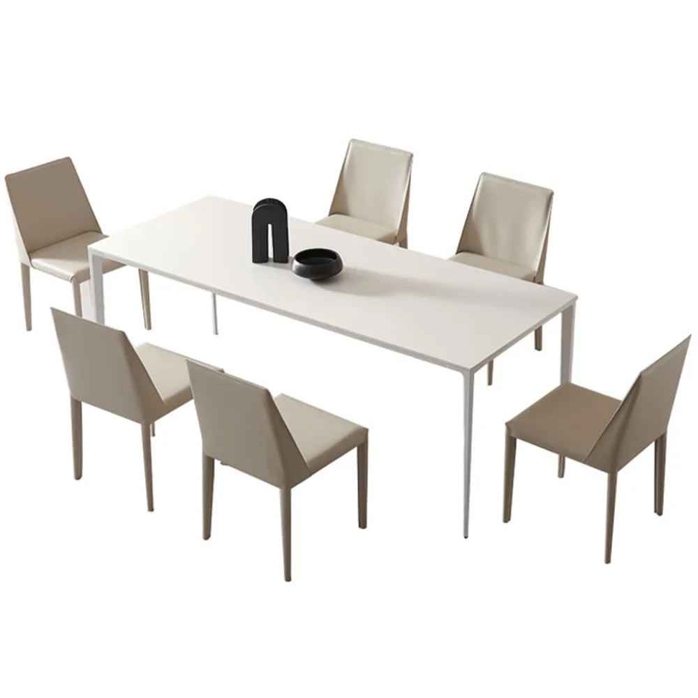 Nordic Simple White Dining Table Modern Dining Room Furniture 4 6 Seats Slate Dining Table And Chair