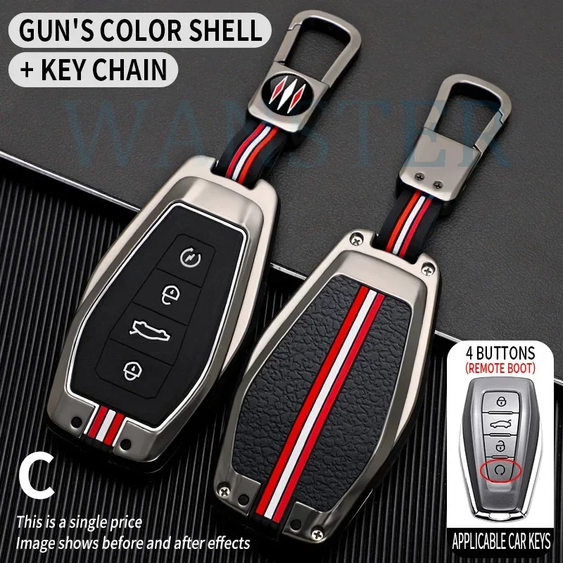 Metal Car Key Cover Fob Case Shell for Geely Coolray X6 Geometry C Emgrand Global Kulrey Hawk GX7 Okavango 4 Bottons