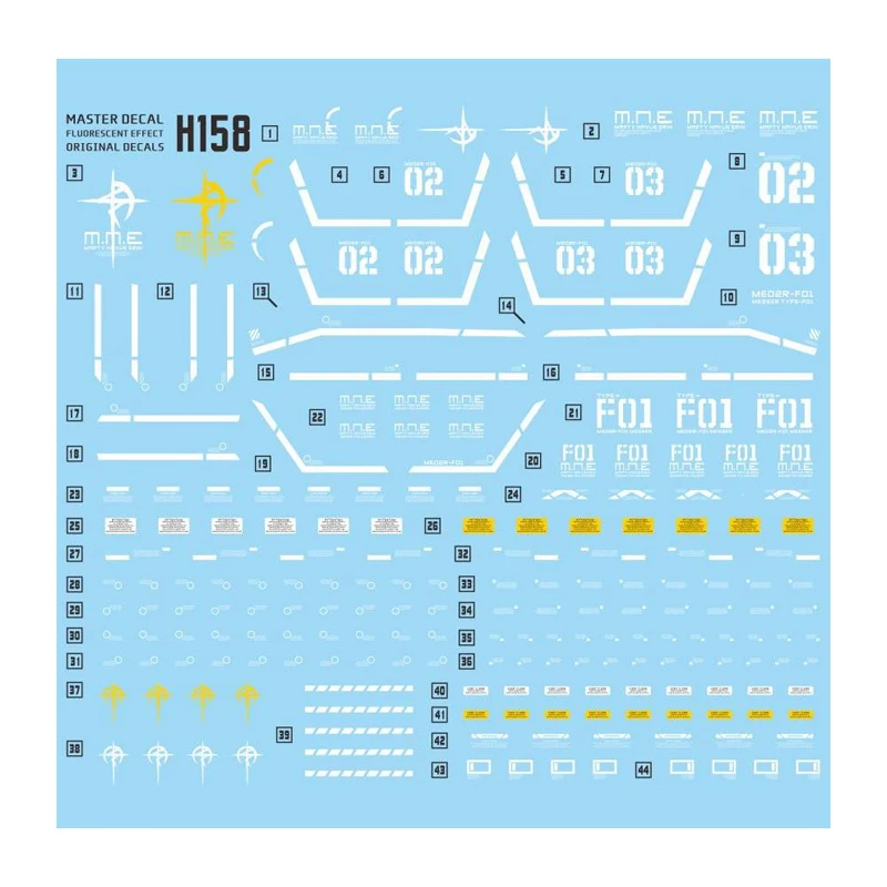 New Master Decal H158 for HGUC 1/144 Me02R-F01 Messer TypeF01 Water Sticker High Precision Fluorescent DIY Accessories Gift Toys