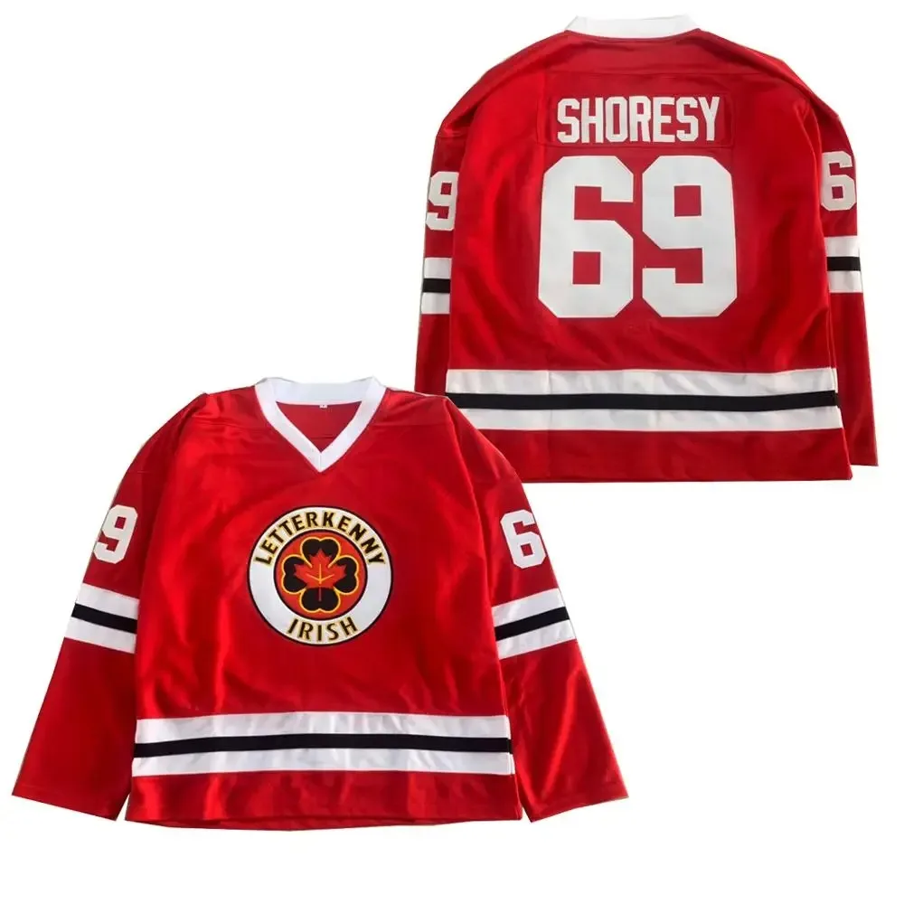 Shoresy Shore 69 Sudbury Blueberry Bulldogs Hockey Jersey Blue Summer V-Neck Long Sleeve Sport Shirt Fashion Clothes