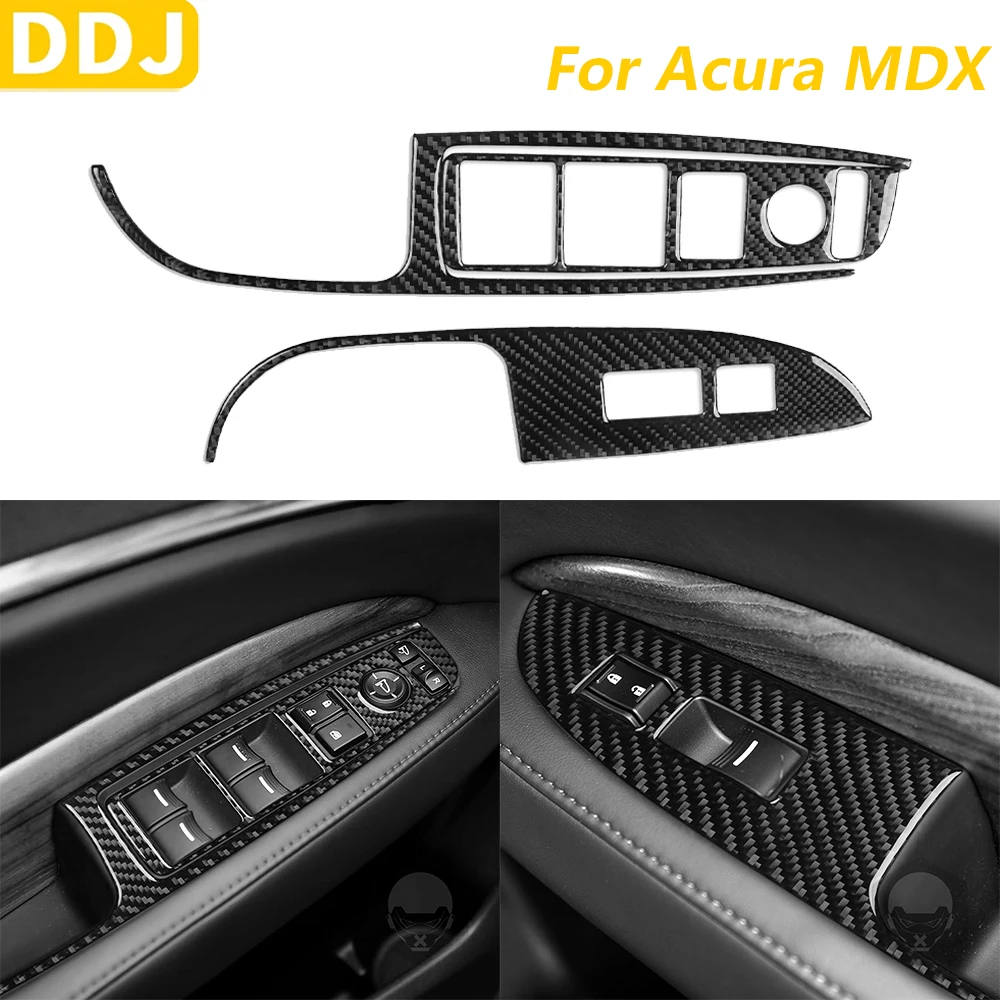 

Для Acura MDX 2014-2020 углеродное волокно, переключатель подъема передней двери, окна, панель управления, накладка, аксессуары для салона автомобиля, наклейка