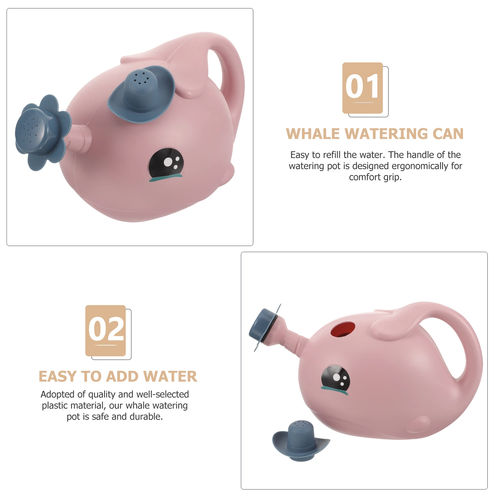 

Горшок для поения китов, розовый маленький пластиковый садовый инструмент, портативная съемная насадка H, легко заправляемая, безопасное, прочное, удобное для детей растение