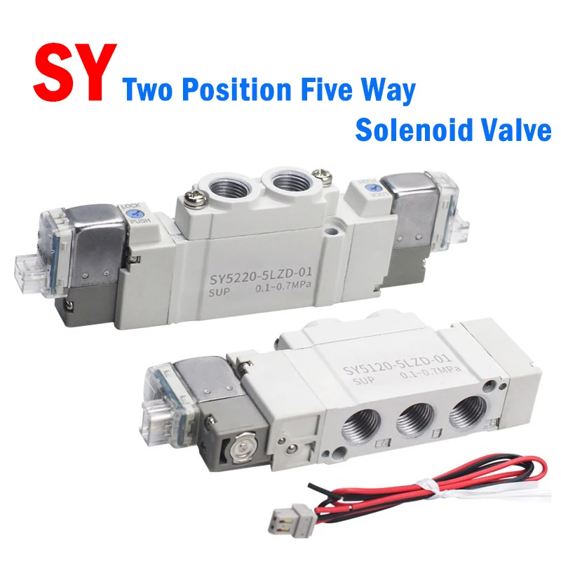 SY Series 3120/5120/7120  2-Way/3-Way Solenoid Valve, 1/8”1/4” DC 24V/AC220V, for Air , Industrial Automation