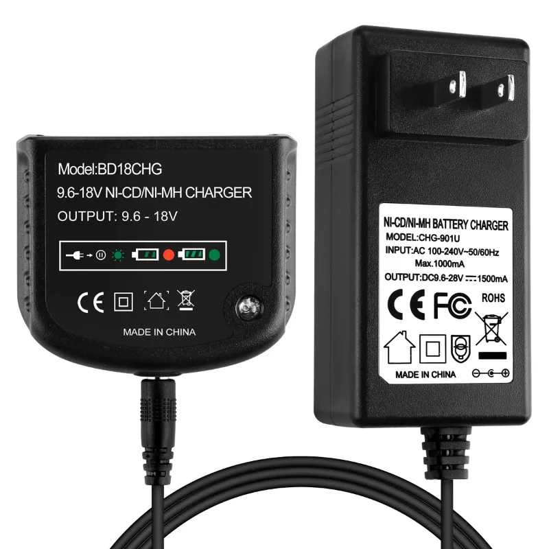 Smart Fast Charger Portable Battery Charger Compatible for Black&Decker 9.6–20V Ni-Cd Ni-MH Batteries Power Tool Battery Charger